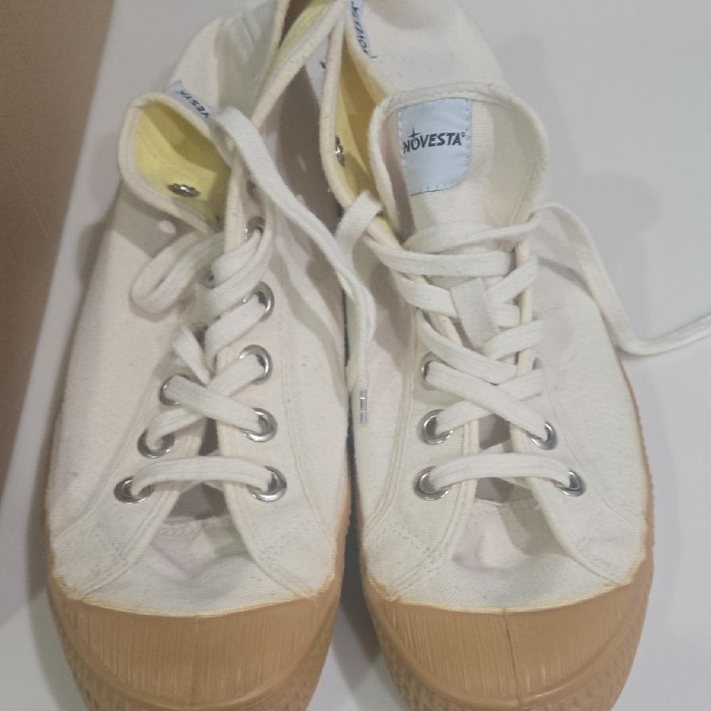 Novesta White and Tan Sneakers